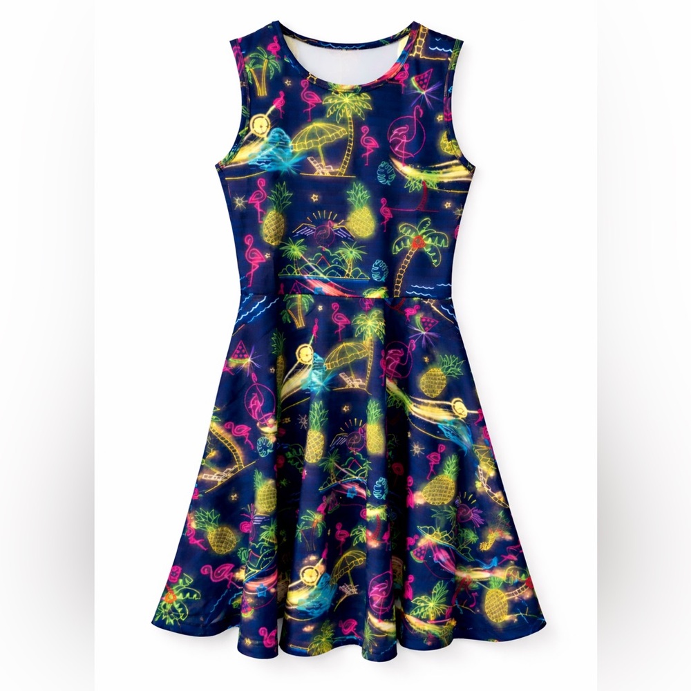 Girls Flamingo Beach Party Dress Size 10/12 | Tropical Twirl Dress